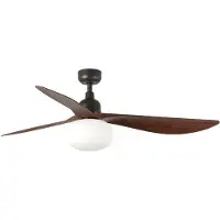 Faro Takfläkt med lampa Outwood, brun, DC, tyst, Ø150cm dimbar, Svart, Vardagsrum / matsal, Syntetmaterial, Modern
