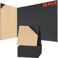 Vevor 18-pack akustiska paneler med självhäftande material, 28 x 28 x 1,2 cm ljudisolerade skumpaneler, ljudisolerade väggpaneler av polyesterfiber med hög densitet, för hem, studio, kontor, teater, s