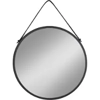 Ebuy24 Trapani Miroir avec bande de suspente en cuir, noir. svart