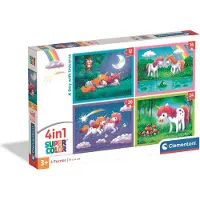 Clementoni Pussel SuperColor 4in1 En dag med enhörningar - totalt 72 bitar (21740)