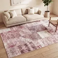 FRAAI Patchwork matta | Lago Patchwork röd/rosa hos Volero | 140x200 cm | Bomull | Lappteknik | Rektangulär | Plattvävd
