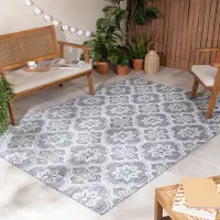 FRAAI Utomhusmatta | Rio Flower blå hos Volero | 80x150cm | Polypropen | Symmetrisk | Rektangulär | Plattvävd