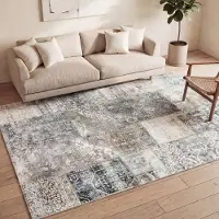 FRAAI Patchwork matta | Lago Patchwork grå hos Volero | 270x370 cm | Bomull | Lappteknik | Rektangulär | Plattvävd