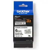 Brother TZe-S211 Märkband extras starkt lim Bandfärg: Vit Skriftfärg: Svart 6 mm 8 m