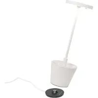 Zafferano Poldina Reverso batteridriven bordslampa vit Reverso, dimbar, Vitt / opal, Vardagsrum / matsal, Aluminium / grå / zink, Modern