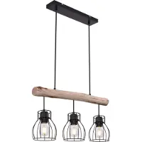 Globo Lighting Hänglampa Mina, dimbar, Ljust trä, Vardagsrum / matsal, Trä, Pendellampa