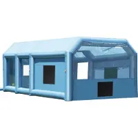 Vevor Uppblåsbar Målningsbox, 7,2 x 4,5 x 3,2 m Uppblåsbar Sprutbox, med 950W + 750W Kraftfulla Blåsmaskiner och Luftfiltersystem, Bärbar Bilmålningsbox för Liten Lastbil, Stor Motorcykel, Mellanstor