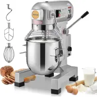 Vevor Kommersiell matberedare, 10L kommersiell standmixer med 3 justerbara hastigheter, 550W degblandare med skål i rostfritt stål och 3 blandningstillbehör, perfekt för restaurang, bageri, konditori,