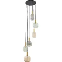 LINDBY Hänglampa Doroteo , dimbar, Aluminium / grå / zink, Vardagsrum / matsal, Glas, Vintage, Pendellampa