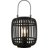 LINDBY Bordslampa Canyana , Svart, Vardagsrum / matsal, Trä, Lantlig / rustik, Bordslampa