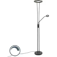 QAZQA Modern golvlampa svart inkl LED med läsarm - Divine