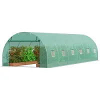 Vevor Walk-in tunnelväxthus, 29,2x9,7x6,5 fot Hoop House växthustunnel, växthus med galvaniserad stålram, grönt PE-lock, rulldörr med dragkedja och 12 fönster för utomhusbruk