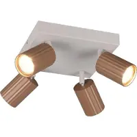 TRIO Lighting Takspotlight Soka, brun/grå, längd 20 cm, metall, 4 lampor dimbar, Brun / rost, Vardagsrum / matsal, Metall, Modern, Halogen spots