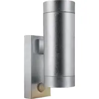 Nordlux Vägglampa utomhus Tin Maxi Double, dimbar, Aluminium / grå / zink, Metall, Modern, Utomhusvägglampa