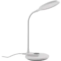 LINDBY LED skrivbordslampa Valtaria , dimbar, Vitt / opal, Arbetsrum / kontor, Syntetmaterial, Modern, LED-bordslampa