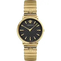 Versace Klocka - - V-Circle VE8104722 - Dam - Kvarts - Svart - Rostfritt stål - Guld