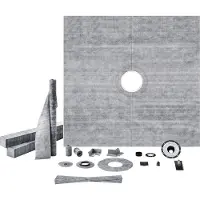 Vevor Duschkarbkit, 1828x1828 mm duschkarbkit med 50,8 mm PVC-centralfläns, 101,6 mm galler i rostfritt stål, vattentät duschkarb, membran och list, sluttande duschkarbjälkar, passar för badrum