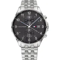 Tommy Hilfiger 1791707 herrklocka Silverarmband Svart urtavla 44mm + ask