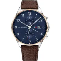 Tommy Hilfiger 1791712 herrklocka Brun rem Blå urtavla 44mm + ask