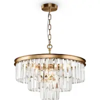 Maytoni Kristall pendellampa Revero, dimbar, Mässing / guld, Vardagsrum / matsal, Metall, Pendellampa