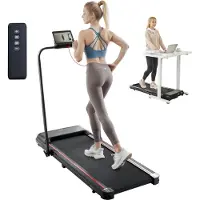 Vevor Gångmatta, Löpband för under skrivbordet för hemmakontor, Fungerande gångmaskin, Hopfällbart löpband med kapacitet på 125 kg, 2,5 hk 2-i-1 bärbar matta med handtag, fjärrkontroll och LED-display