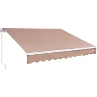 Vevor Manuell infällbar markis, 13 x 8 fot utomhusmarkis infällbar solskydd, vattentålig polyester altandörrfönstermarkis solskydd med vev för bakgård, balkong