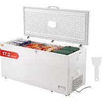 Vevor Frysbox, 488 l stor djupfrys och 4 avtagbara korgar, fristående kommersiella frysboxar med öppningsbar dörr och låsbart lock, 7 temperaturregleringssystem, LED-belysning, 6 hjul