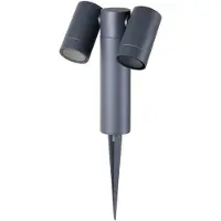 PRIOS markspettspotlight Tulimar, 2 lampor, antracit, IP65 Tulimar , dimbar, Svart, Aluminium / grå / zink, Modern