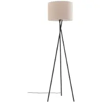 LINDBY Golvlampa Soula , Creme / bärnsten, Vardagsrum / matsal, Syntetmaterial, Lantlig / rustik, Golvlampa