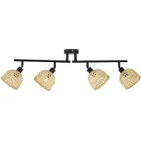 LINDBY takspotlight Youstin, 70,5 cm lång, bambu 4-ljus, E14 Youstin , dimbar, Ljust trä, Vardagsrum / matsal, Bambu, Lantlig / rustik, Spotlight