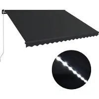 vidaXL Markis manuellt infällbar med LED 450x300 cm antracit