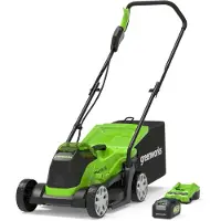 Greenworks Cordless Gd24lm33k4 -2516107ub Charger + 4ah Battery Kit Elektrisk Gräsklippare 33cm