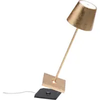 Zafferano Poldina LED bordslampa batteri dekor guld Poldina, dimbar, Mässing / guld, Vardagsrum / matsal, Aluminium / grå / zink, Modern