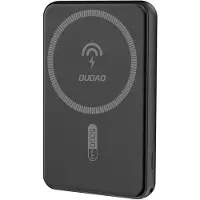 Dudao trådlös powerbank MagSafe 10W/5W 5000 mAh + metalladapterring för trådlös laddning vit