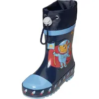 Playshoes Gummistövel 'Die Maus Weltraum' marinblå / ljusblå / orange / roströd