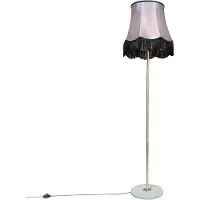 QAZQA Golvlampa mässing med mormorslampa svart-grå 45 cm - Kaso