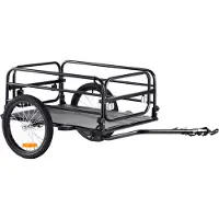 Vevor Bike Cargo Trailer, 72,5 kg lastkapacitet, tung cykelvagn, hopfällbar kompakt förvaring och snabbkoppling med universalkoppling, 40,6 cm hjul, säkra reflexer, passar 558,8-711,2 mm cykelhjul