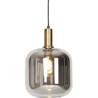 QAZQA Smart pendellampa svart med guld och rökglas inkl wifi G95 - Zuzanna