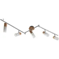 LINDBY takspotlight Christoph, 130 cm, 5 lampor, trä, glas Christoph , dimbar, Förkromad / silver, Sovrum, Trä, Lantlig / rustik, Spotlight