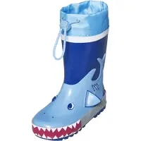 Playshoes Gummistövel 'Hai' blå / ljusblå / röd / vit