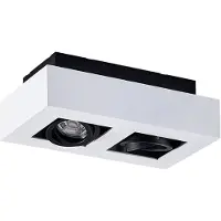 Arcchio spot Vince, 25 cm, 2 lampor, vit/svart, GU10 VINCE , dimbar, Vitt / opal, Hall, Aluminium / grå / zink, Modern, Spotlight