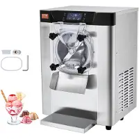 Vevor Kommersiell glassmaskin, 12 l/h kapacitet, 1295 W enkel smaksättning, bänkskiva med hårdglass, 4,5 l cylinder i rostfritt stål, LED-panel med automatisk rengöring och förkylning, för restaurangk