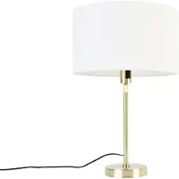 QAZQA Bordslampa guld justerbar med skärm vit 35 cm - Parte