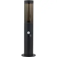 LINDBY Statius sockellampa, antracit, järn, sensor, 45 cm, Svart, Metall, Modern