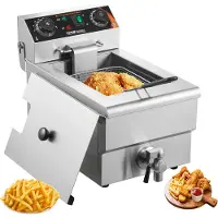 Vevor Kommersiell fritös, 3000W elektrisk bänkfritös med korg, 11,6 Qt / 11L rostfrittös med enkel olja, tids- och temperaturkontroll, överhettningsskydd, för köksrestaurang