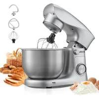 Vevor köksmaskin, 4,2 l elektrisk köksmaskin, 1500 W degmixer, 10+ pulshastigheter, tiltbart huvud, skål i rostfritt stål, degkrok, visp, visp, för bakning, mixning, viskning och knådning