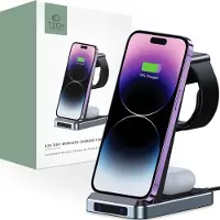 Tech-Protect QI15W-A26 induktiv laddare 15W 3-i-1 för smartphone / hörlurar / Apple Watch - svart