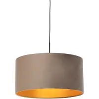 QAZQA Hänglampa med taupe-färgad sammetskärm med guld 50 cm - Combi