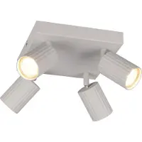 TRIO Lighting Takspotlight Soka, ljusgrå, längd 20 cm, metall, 4 lampor dimbar, Aluminium / grå / zink, Vardagsrum / matsal, Metall, Modern, Halogen spots