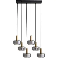 LINDBY Glas pendellampa Hildur , dimbar, Aluminium / grå / zink, Vardagsrum / matsal, Glas, Pendellampa
